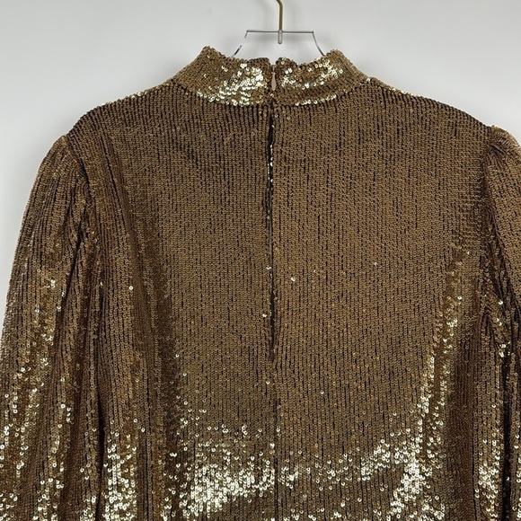 A.L.C. Margaret Sequin Mock Neck Top in Gold Size 6 - Picture 12 of 16
